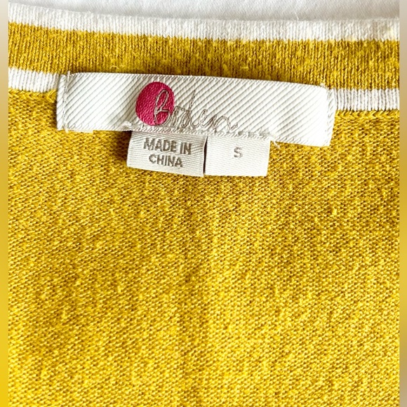 Boden Yellow with White Trim Cotton Blend V-Neck Long Sleeve Sweater Size Small - Picture 9 of 11